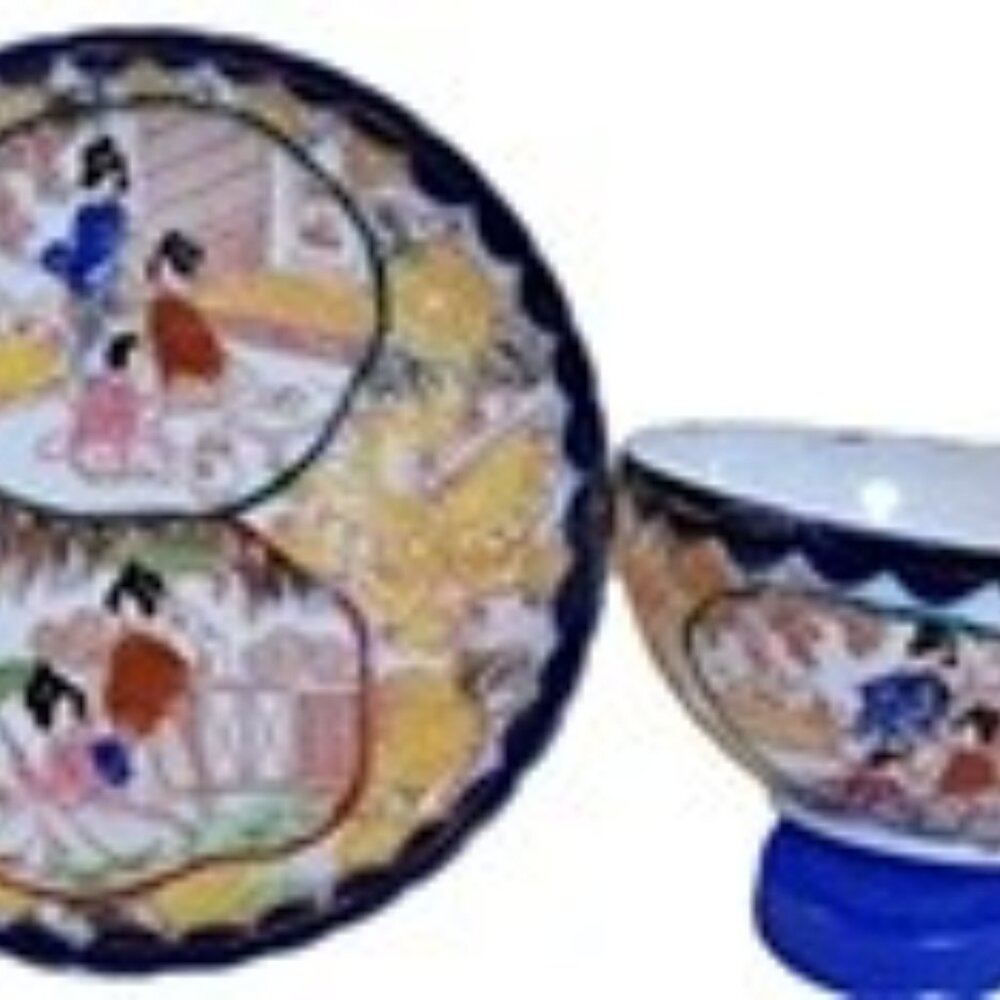 Antique Geishia Girl China Tea Cup Saucer